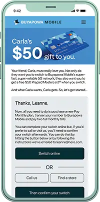 Cadeau de parrainage reçu sur mobile