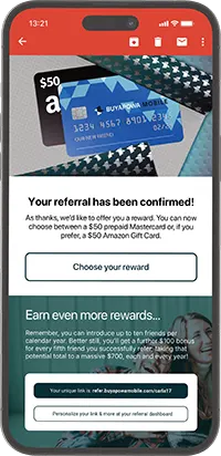 Confirmation de parrainage sur mobile